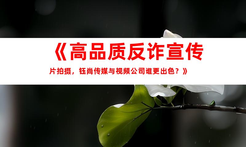 苏州《高品质反诈宣传片拍摄，钰尚传媒与视频公司谁更出色？》