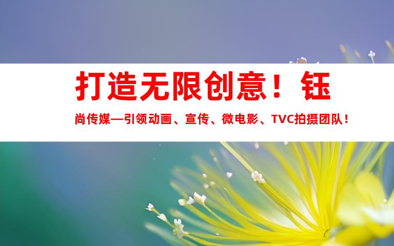 苏州打造无限创意！钰尚传媒—引领动画、宣传、微电影、TVC拍摄团队！